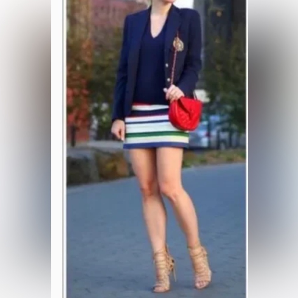 NWT J. Crew Striped Multicolor Skirt, size 0.